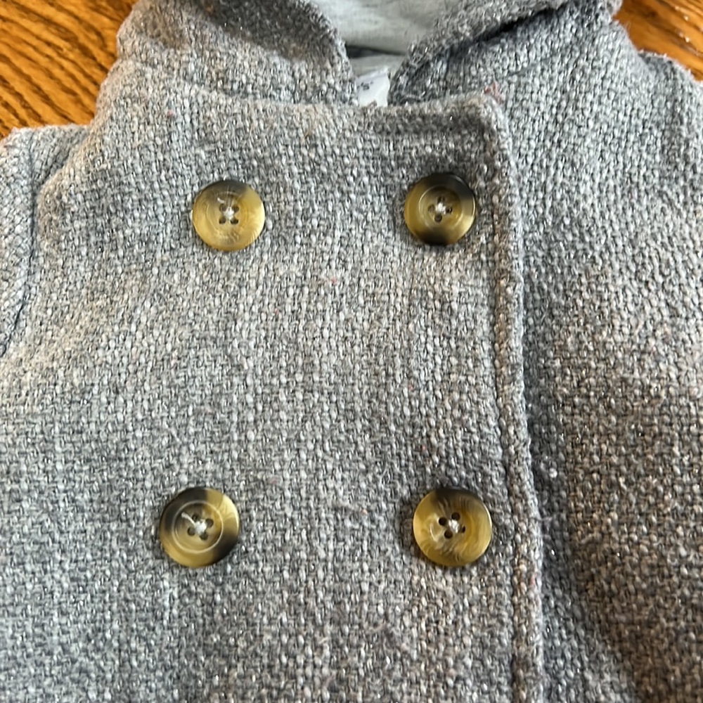 Carter’s gray hooded coat. Zips and buttons, size 18 months. - Picture 2 of 9